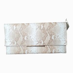 Belle Accessories Gold/Tan Snakeskin Clutch